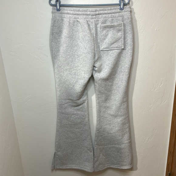 Lazy Sunday grey fleece lined flare slit hem sweatpants M - Picture 2 of 10